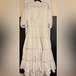 PRICE DROP❣️LIKE NEW ASOS White Maxi Dress with lace inserts and ruched detail‼️